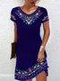 Women's Midi Dress Vacation Dress Regular Fit V Neck Floral Short Sleeve Knit