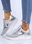 Stylish Rhinestone Lightweight Lace-Up Sneakers