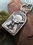 Ethnic Vintage Silver Animal Pattern Embossed Necklace Sweater Chain Boho Jewelry