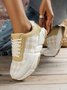 Plus Size Color Block Paneled Lace-Up Casual Sneakers