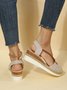 Color Block Linen Espadrilles Wedge Sandals