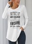 Knitted Text Letters Casual T-Shirt