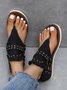 Star Denim Stud Design Casual Thong Sandals