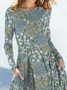 Crew Neck Loose Casual Floral Dress