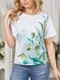 Floral Knitted Casual Crew Neck T-Shirt