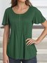 Ruched Ruffled Sleeves Plain Casual Top