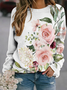 Crew Neck Knitted Vacation Floral Top