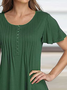 Ruched Ruffled Sleeves Plain Casual Top