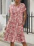 Floral Cotton-Blend Casual Loose Dress