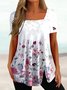 Square Neck Floral Regular Fit Casual Top