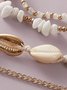 4Pcs Bohemian Resort Style Shell Beaded Multilayer Anklet Beach Ethnic Jewelry