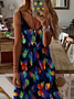 Casual Loose V Neck Butterfly Dress