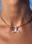 Ethnic Leather Dolphin Tail Pendant Necklace Beach Vacation Jewelry