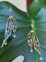Vintage Opal Moonstone Cutout Dragonfly Wings Earrings