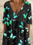 Butterfly Loose Casual V Neck Dress