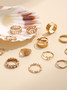13Pcs Casual Gold Geometric Chain Ring Set Daily Commuter Party Jewelry