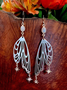 Vintage Opal Moonstone Cutout Dragonfly Wings Earrings
