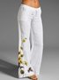 Loose Casual Floral Cotton Casual Drawstring Pants