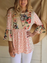 Crew Neck Casual Leopard Flare Sleeve T-Shirt