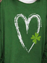 Four-Leaf Clover Casual St. Patrick's Day Loose Crew Neck T-Shirt