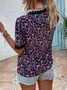 V Neck Casual Lace Loose Floral Top