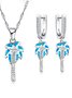Silver Opal Coco Motif Dangle Earrings Necklace Set Jewelry