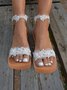 White Lace Soft And Comfortable Bridal Shoes Wedding Sandals