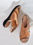 Vintage Brown Color Block Velcro Strappy Sandals