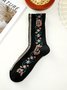 Ethnic Vintage Floral Embroidered Pattern Cotton Socks Everyday Accessories