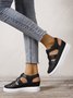 Hollow out Hook-and-loop Wedge Sandal