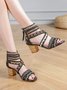 Boho Ethnic Embroidery Back Zip Strappy Sandals