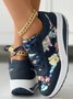 Casual Floral Printing Platform Lace-up Sneakers