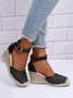Vacation Braided Hollow out Wedge Heel Espadrille Sandals