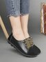 Retro Casual Cowhide Solid Color Beanie Flat Shoes
