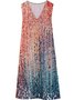 Loose Ombre V Neck Casual Dress