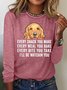 Women Text Letters Crew Neck Cotton-Blend Long Sleeve Casual Daily Spring/Fall Blouse