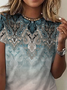Women's Crew Neck T-Shirt Printed Flower Ethnic Tee Multicolor Blue
Cameo Brown