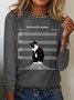 Women Text Letters Crew Neck Cotton-Blend Long Sleeve Casual Daily Spring/Fall Blouse