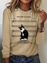 Women Text Letters Crew Neck Cotton-Blend Long Sleeve Casual Daily Spring/Fall Blouse