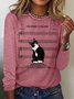 Women Text Letters Crew Neck Cotton-Blend Long Sleeve Casual Daily Spring/Fall Blouse