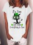 Women’s It’s Fine I’m Fine Everything Is Fine St. Patrick's Day Crew Neck Loose Casual T-Shirt