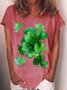 Women‘s St. Patricks Day Irish Shamrock Print Casual T-Shirt
