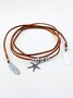 Boho Starfish Beaded Leather Necklace Western Vacation Beach Jewelry
