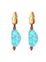 Natural Turquoise Cutout Flower Pattern Earrings Ethnic Vintage Jewelry