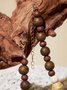 Boho Wooden Beaded Necklace Ethnic Vintage Holiday Jewelry