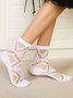 Lace Mesh Floral Pattern Cotton Socks Crystal Socks Daily Casual Accessories