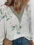 Loose Floral Casual V Neck Lace Top