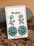 3Pcs Ethnic Style Vintage Natural Turquoise Earring Set Holiday Beach Daily Jewelry