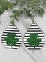 Clover Plaid Leather Earrings Holiday Party Jewelry Irish Festival