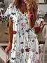 Loose Floral Casual Crew Neck Dress
